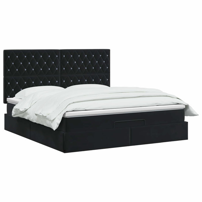 Pat Ottoman cu Saltea și LED Negru 140 x 190 cm Catifea WALTI