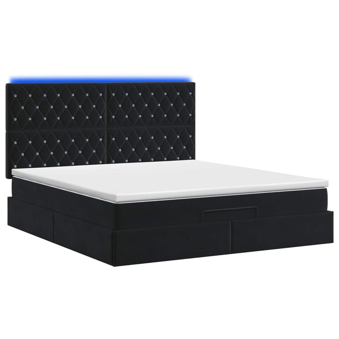 Pat Ottoman cu Saltea și LED Negru 140 x 200 cm Catifea WALTI