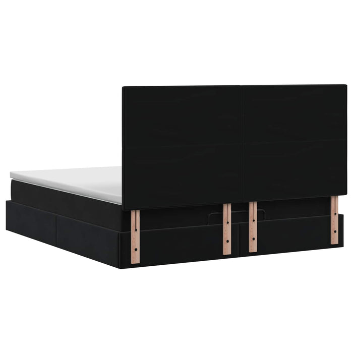 Pat Ottoman cu Saltea și LED Negru 140 x 200 cm Catifea WALTI