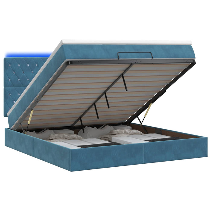 Pat Ottoman cu Saltea și LED Albastru închis 160 x 200 cm WALTI