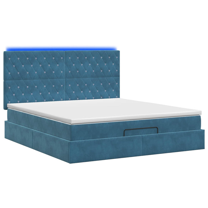 Pat Ottoman cu Saltea și LED Albastru închis 160 x 200 cm WALTI