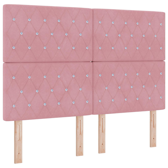 Pat Ottoman cu Saltea și LED Roz 160 x 200 cm Catifea WALTI