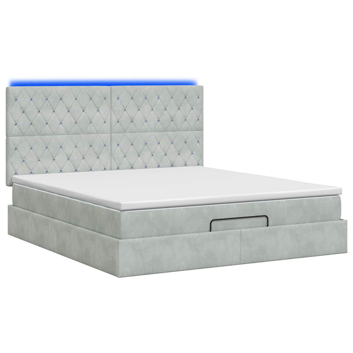 Pat Ottoman cu Saltea și LED Gri deschis 180 x 200 cm Catifea WALTI