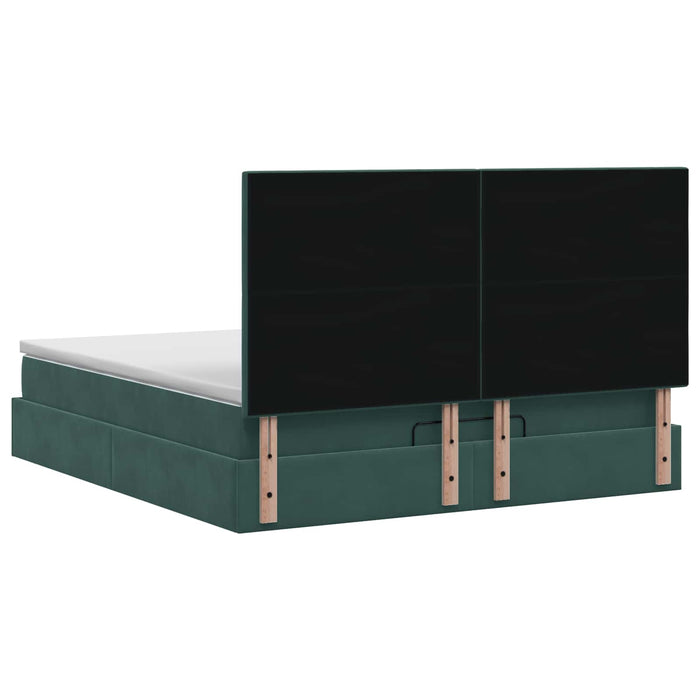 Pat Ottoman cu Saltea și LED Verde închis 180 x 200 cm Catifea WALTI