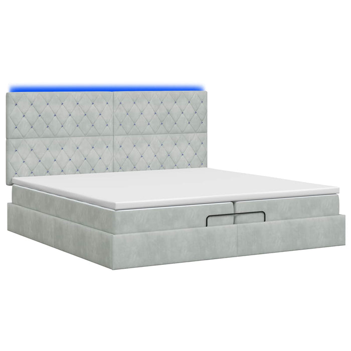Pat Ottoman cu Saltea și LED Gri deschis 200 x 200 cm Catifea WALTI