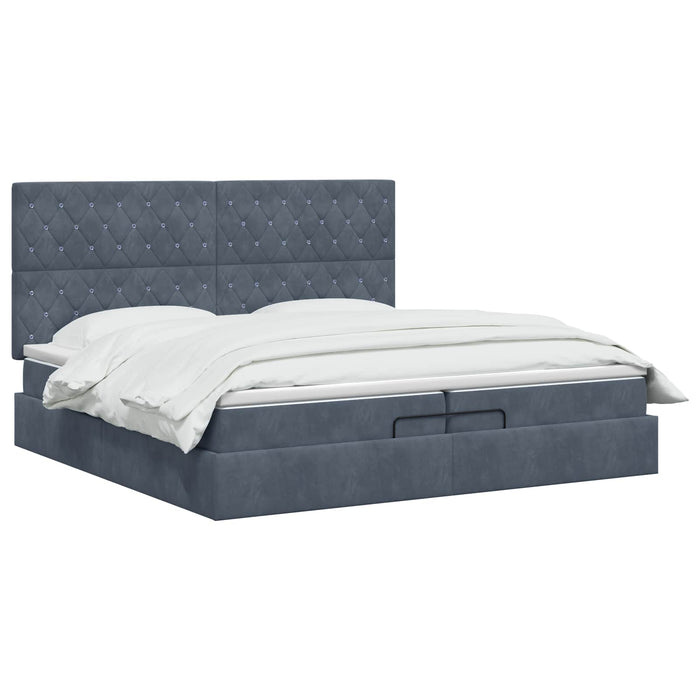 Pat Ottoman cu Saltea și LED Gri închis 200 x 200 cm Catifea - WALTI WALTI