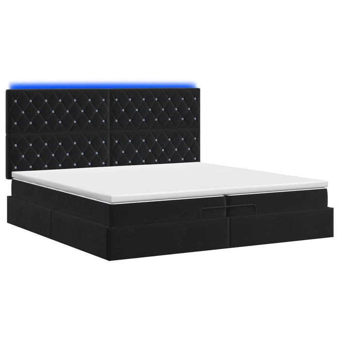 Pat Ottoman cu Saltea și LED Negru 200 x 200 cm Catifea WALTI
