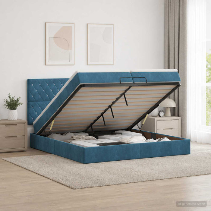 Pat Ottoman cu Saltea și LED Albastru închis 200 x 200 cm WALTI