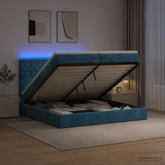 Pat Ottoman cu Saltea și LED Albastru închis 200 x 200 cm WALTI