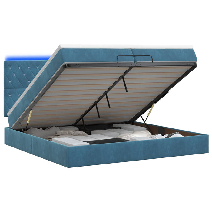 Pat Ottoman cu Saltea și LED Albastru închis 200 x 200 cm WALTI