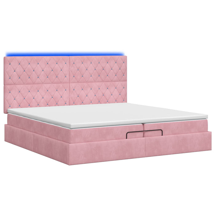 Pat Ottoman cu Saltea și LED Roz 200 x 200 cm Catifea WALTI