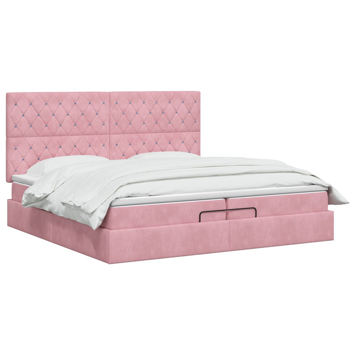Pat Ottoman cu Saltea și LED Roz 200 x 200 cm Catifea WALTI