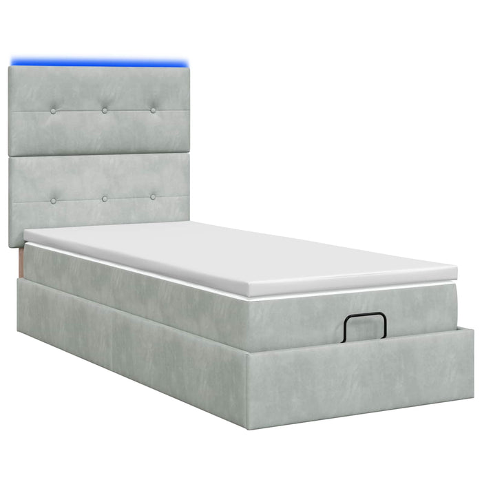 Pat Ottoman cu Saltea și LED Gri deschis 80 x 200 cm Catifea WALTI