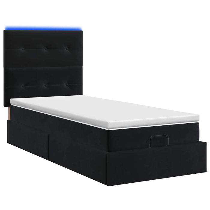Pat Ottoman cu Saltea și LED Negru 80 x 200 cm Catifea WALTI