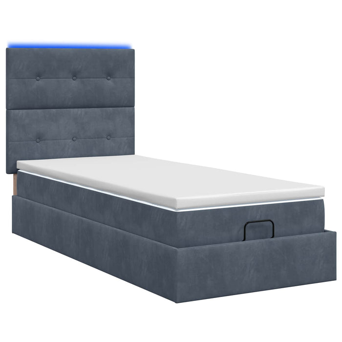 Pat Ottoman cu Saltea și LED Gri închis 90 x 190 cm Catifea WALTI
