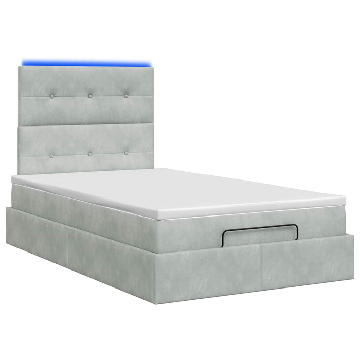 Pat Ottoman cu Saltea și LED Gri deschis 120 x 200 cm Catifea WALTI