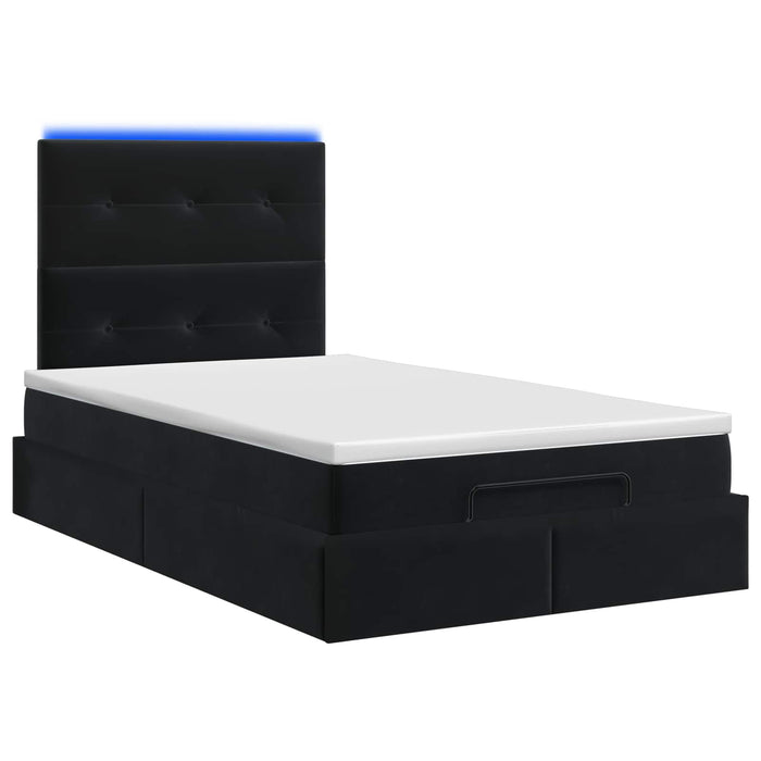 Pat Ottoman cu Saltea și LED Negru 120 x 200 cm Catifea WALTI