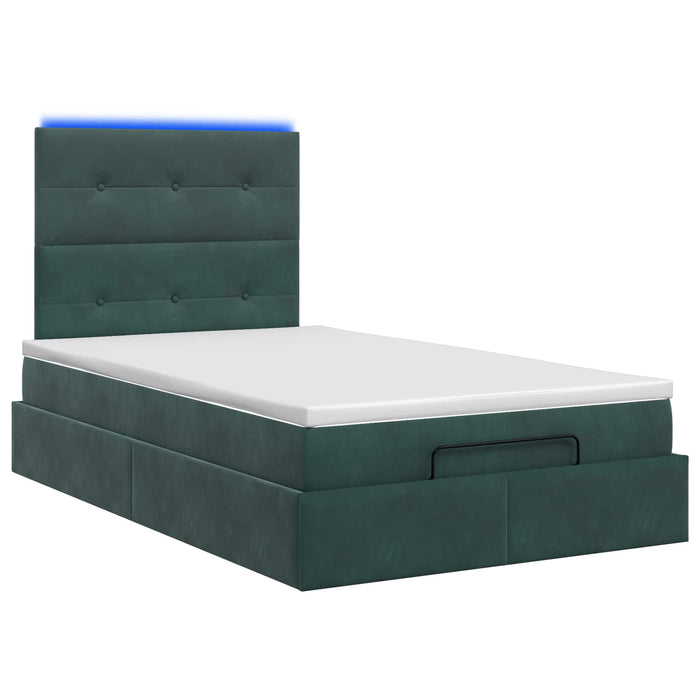 Pat Ottoman cu Saltea și LED Verde închis 120 x 200 cm Catifea WALTI