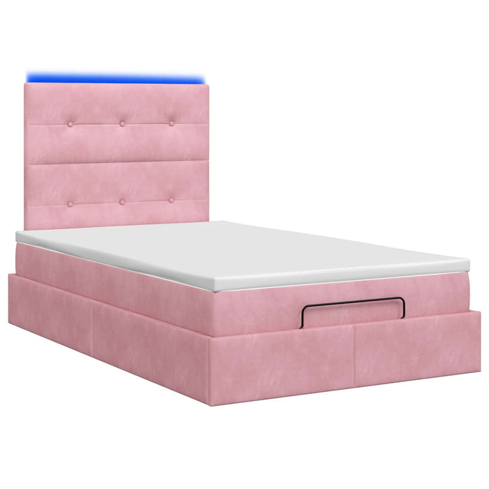 Pat Ottoman cu Saltea și LED Roz 120 x 200 cm Catifea WALTI
