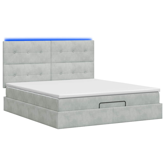 Pat Ottoman cu Saltea și LED Gri deschis 140 x 190 cm Catifea WALTI