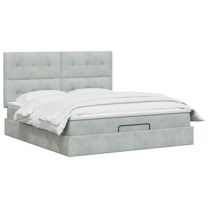 Pat Ottoman cu Saltea și LED Gri deschis 140 x 200 cm Catifea WALTI
