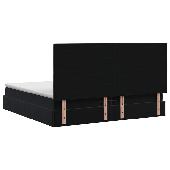 Pat Ottoman cu Saltea și LED Negru 200 x 200 cm Catifea WALTI