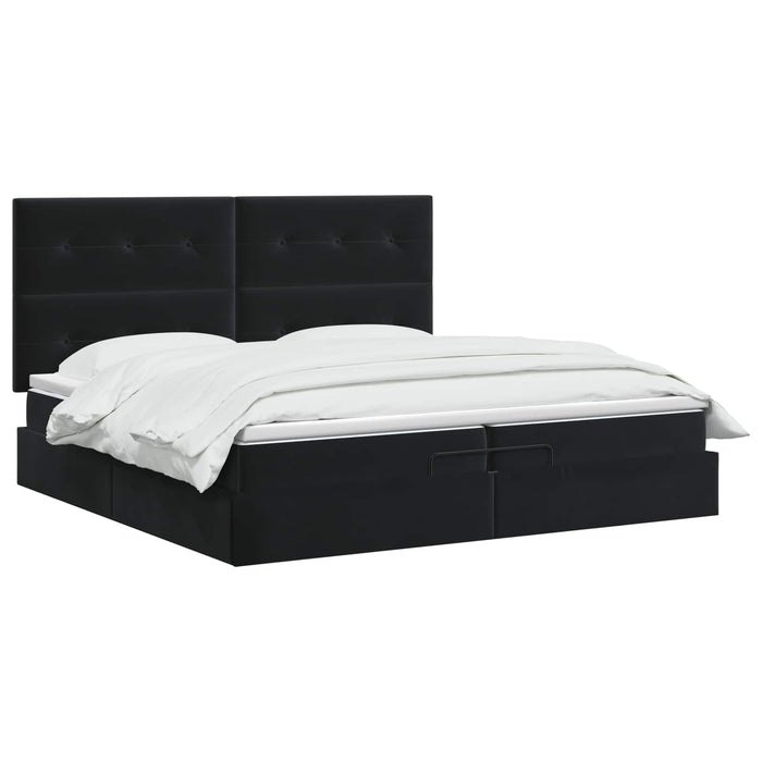 Pat Ottoman cu Saltea și LED Negru 200 x 200 cm Catifea WALTI