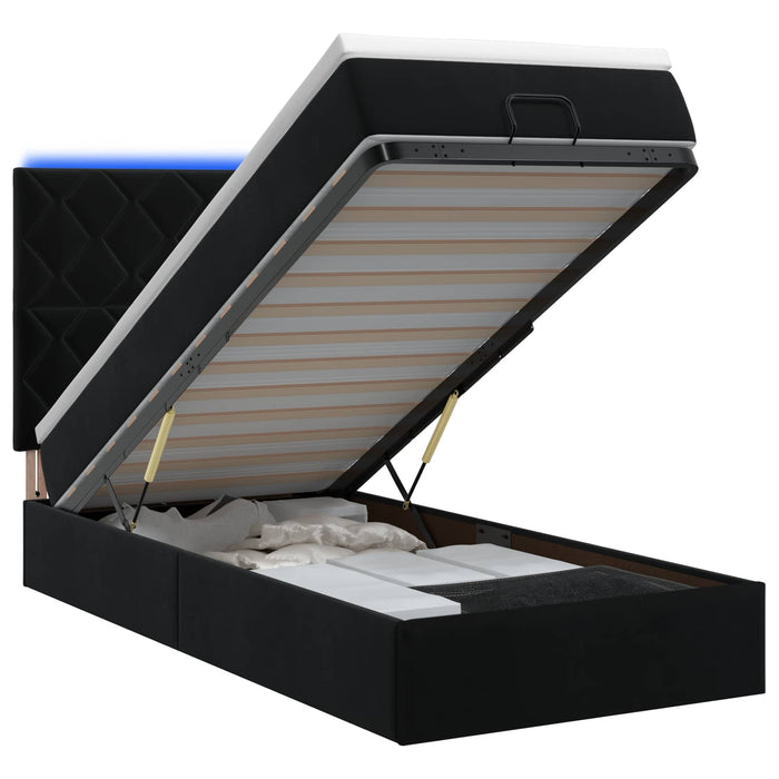 Pat Ottoman cu Saltea și LED Negru 80 x 200 cm Catifea - WALTI WALTI