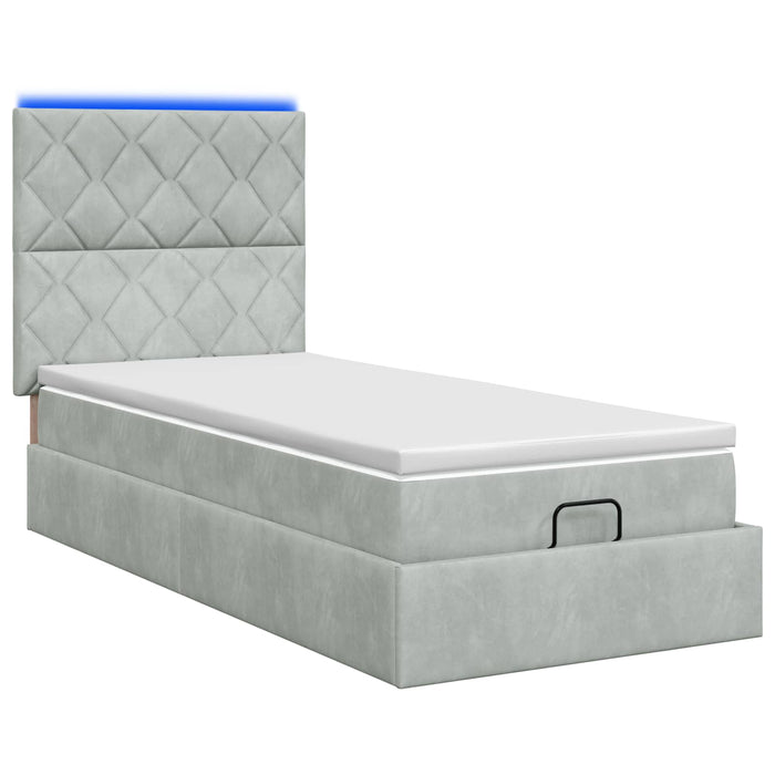 Pat Ottoman cu Saltea și LED Gri deschis 100 x 200 cm Catifea - WALTI WALTI