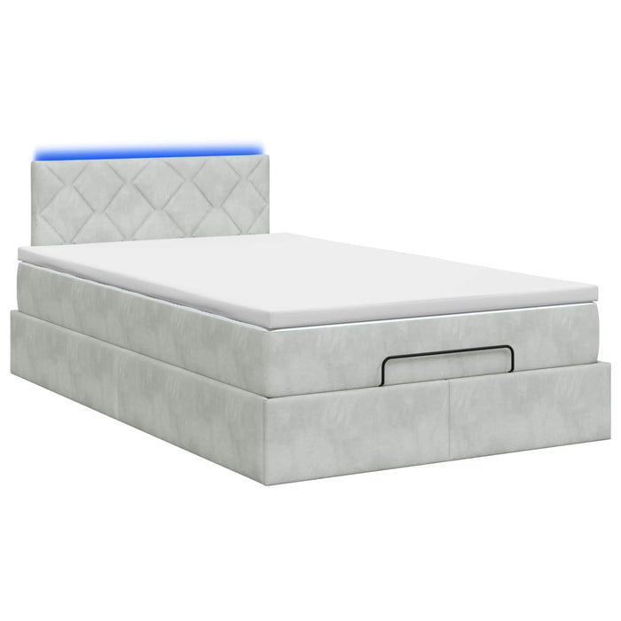 Pat Ottoman cu Saltea și LED Gri deschis 120 x 190 cm Catifea WALTI