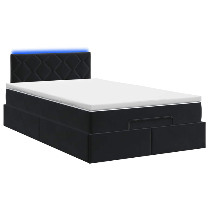 Pat Ottoman cu Saltea și LED Negru 120 x 190 cm Catifea - WALTI WALTI