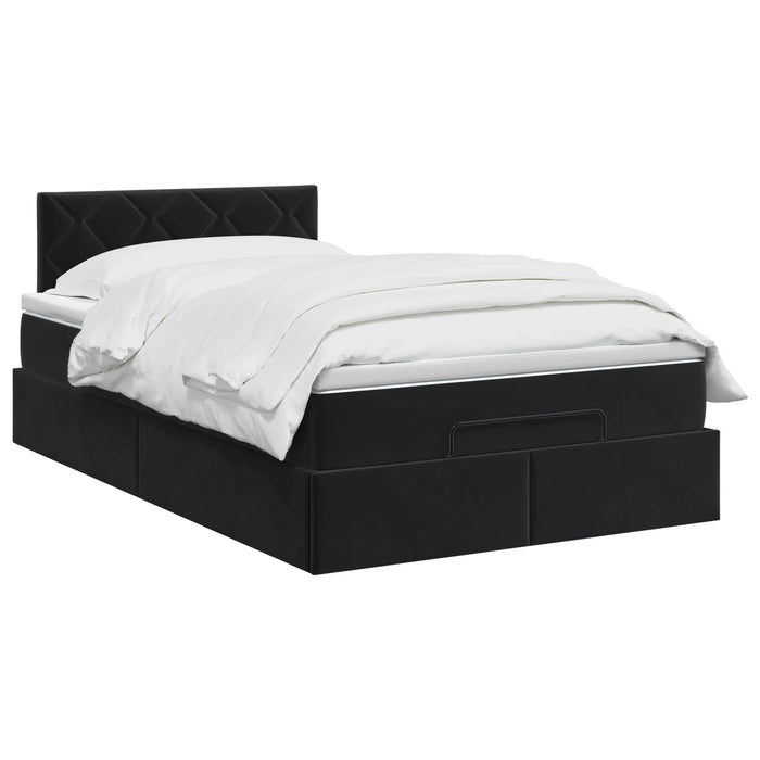 Pat Ottoman cu Saltea și LED Negru 120 x 190 cm Catifea - WALTI WALTI