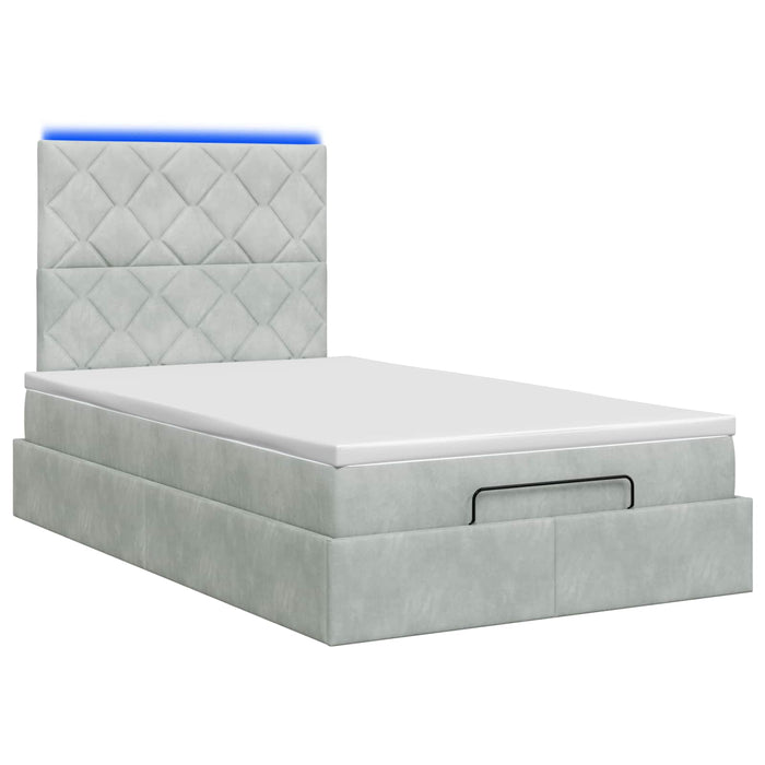 Pat Ottoman cu Saltea și LED Gri deschis 120 x 200 cm Catifea - WALTI WALTI