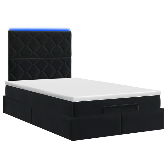 Pat Ottoman cu Saltea și LED Negru 120 x 200 cm Catifea WALTI