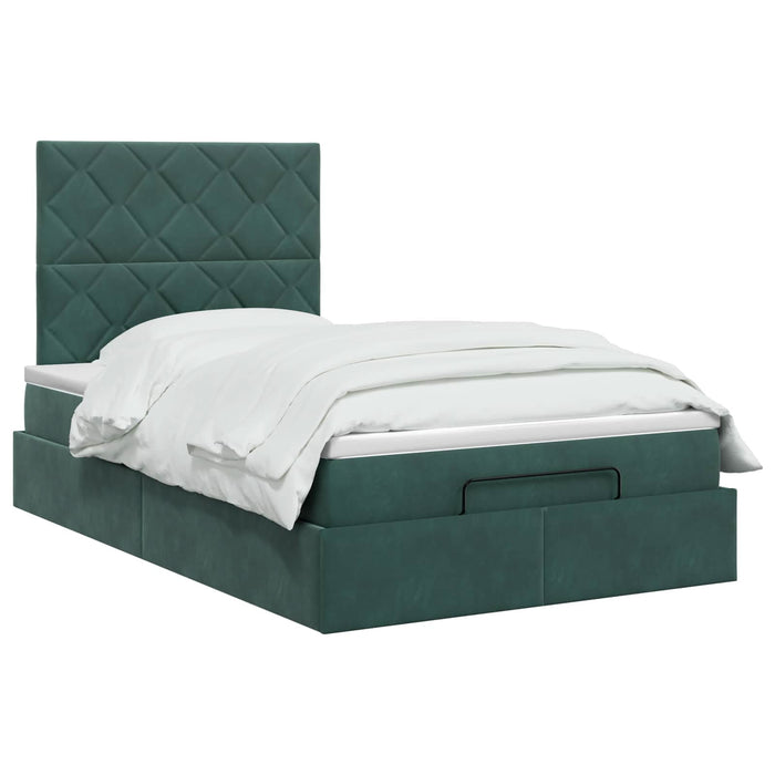 Pat Ottoman cu Saltea și LED Verde închis 120 x 200 cm Catifea - WALTI WALTI