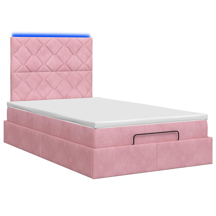 Pat Ottoman cu Saltea și LED Roz 120 x 200 cm Catifea - WALTI WALTI
