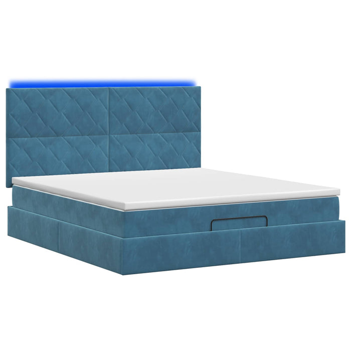 Pat Ottoman cu Saltea și LED Albastru închis 140 x 190 cm WALTI