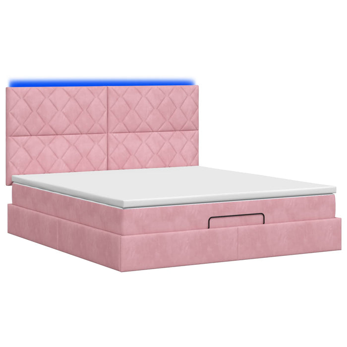 Pat Ottoman cu Saltea și LED Roz 140 x 200 cm Catifea - WALTI WALTI