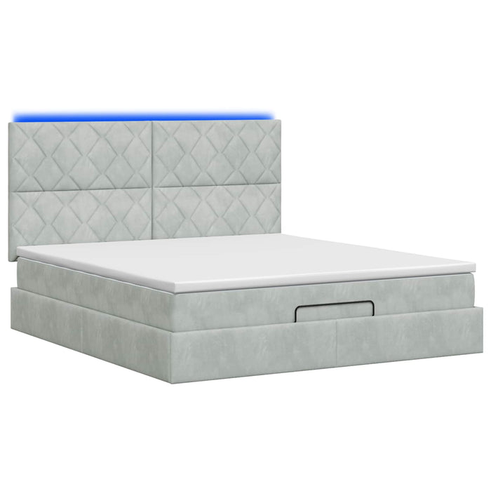 Pat Ottoman cu Saltea și LED Gri deschis 160 x 200 cm Catifea WALTI