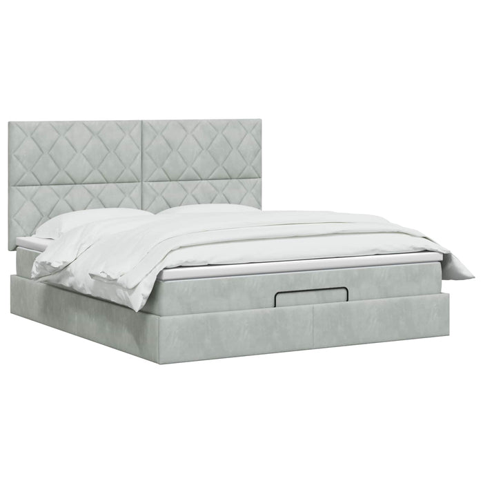 Pat Ottoman cu Saltea și LED Gri deschis 160 x 200 cm Catifea WALTI