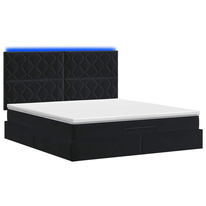 Pat Ottoman cu Saltea și LED Negru 160 x 200 cm Catifea - WALTI WALTI