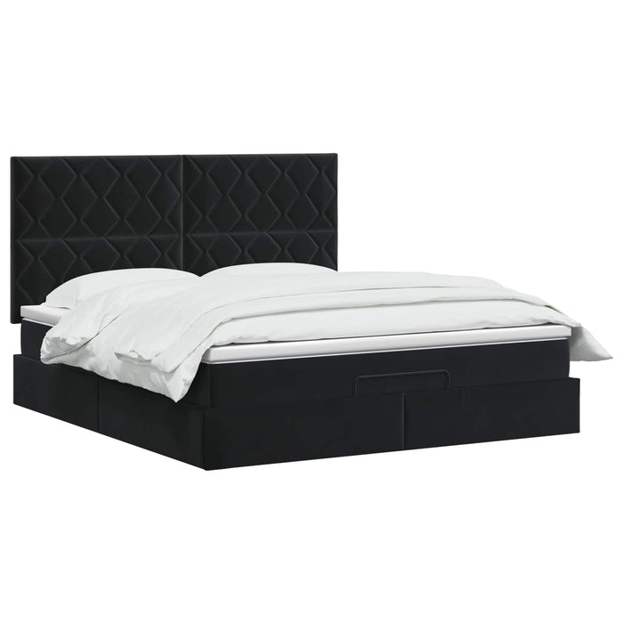 Pat Ottoman cu Saltea și LED Negru 160 x 200 cm Catifea - WALTI WALTI