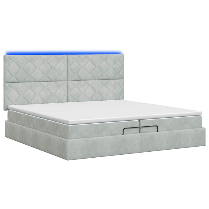 Pat Ottoman cu Saltea și LED Gri deschis 200 x 200 cm Catifea WALTI