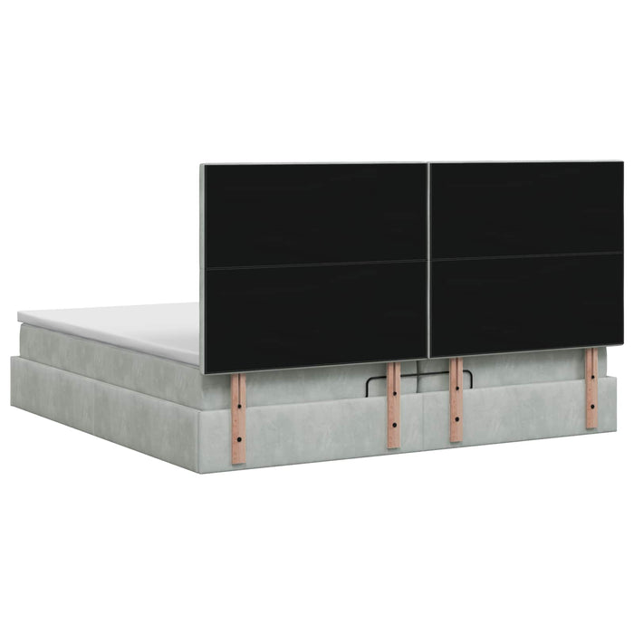 Pat Ottoman cu Saltea și LED Gri deschis 200 x 200 cm Catifea WALTI