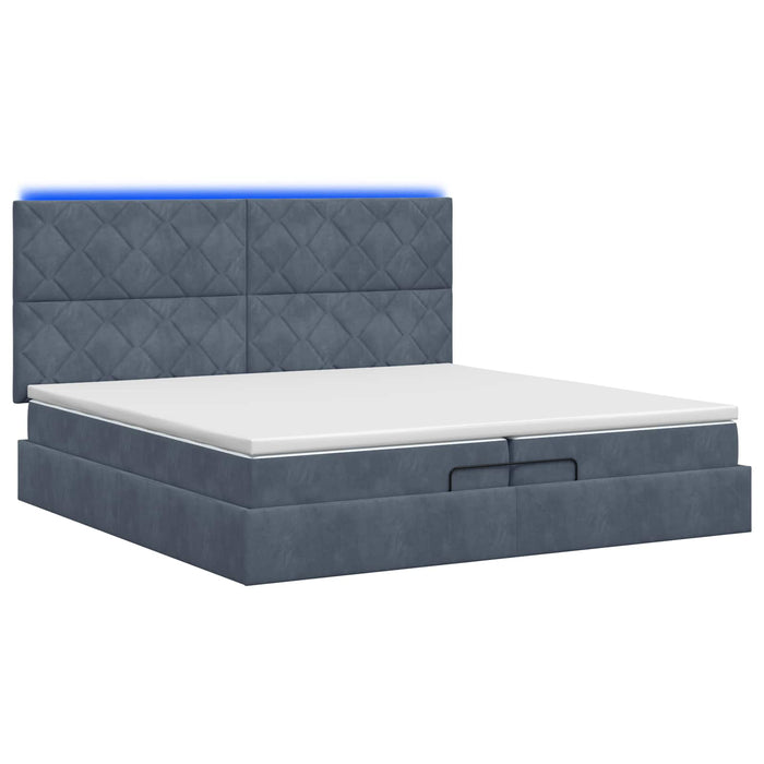 Pat Ottoman cu Saltea și LED Gri închis 200 x 200 cm Catifea WALTI