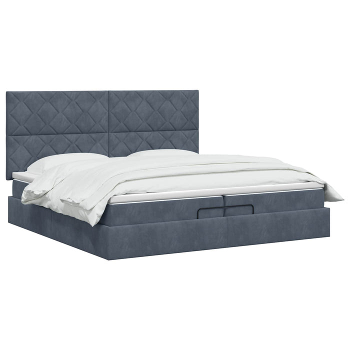 Pat Ottoman cu Saltea și LED Gri închis 200 x 200 cm Catifea WALTI