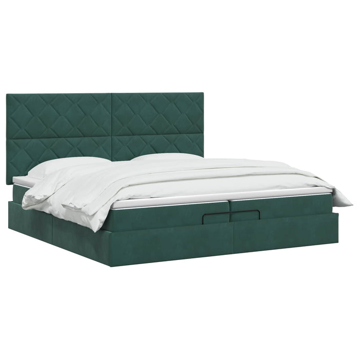 Pat Ottoman cu Saltea și LED Verde închis 200 x 200 cm Catifea - WALTI WALTI