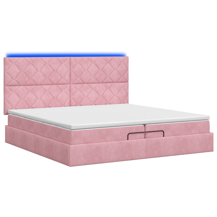 Pat Ottoman cu Saltea și LED Roz 200 x 200 cm Catifea WALTI