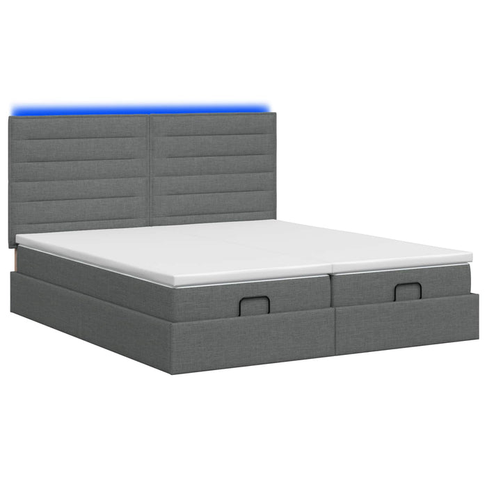 Pat Ottoman cu Saltea și LED Gri închis 160 x 200 cm Țesătură WALTI