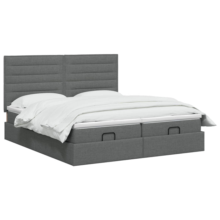 Pat Ottoman cu Saltea și LED Gri închis 160 x 200 cm Țesătură WALTI